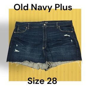 Old Navy Dark Blue Distressed Denim Shorts Plus Size 28